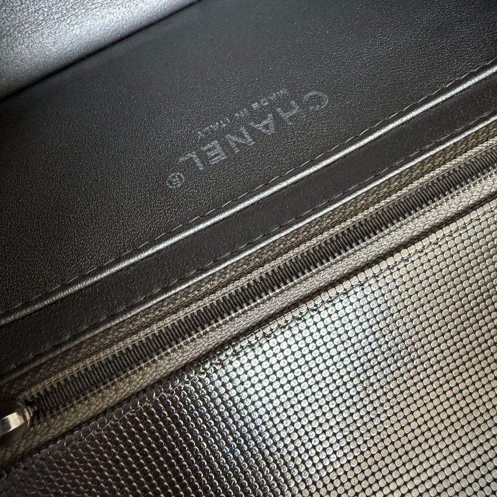 Authentic Chanel Metallic Calfskin Pixel Effect Mini Rectangular Flap Bag - Picture 14 of 15